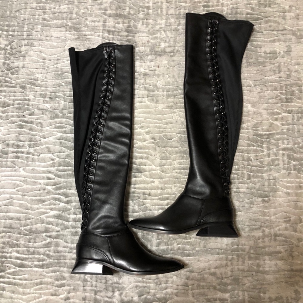 BCBGMaxAzria Black Lace-Up Over-the-Knee Boots